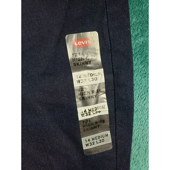 Levis 721 Jeans Size 14 Womens Blue Pants Stretch Denim High Rise Skinny NWT - Picture 3 of 16